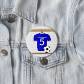 Speciaal Blauw Wit Football Soccer Jersey Ronde Button 7,6 Cm (In situ)