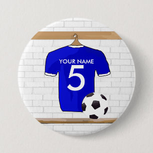 Speciaal Blauw Wit Football Soccer Jersey Ronde Button 7,6 Cm