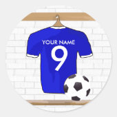 Speciaal Blauw Wit Football Soccer Jersey Ronde Sticker (Voorkant)