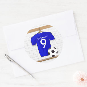 Speciaal Blauw Wit Football Soccer Jersey Ronde Sticker