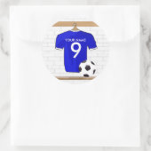 Speciaal Blauw Wit Football Soccer Jersey Ronde Sticker (Tas)