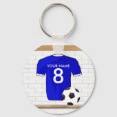 Speciaal Blauw Wit Football Soccer Jersey Sleutelhanger (Voorkant)