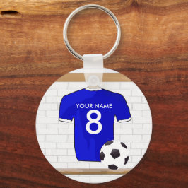 Speciaal Blauw Wit Football Soccer Jersey Sleutelhanger