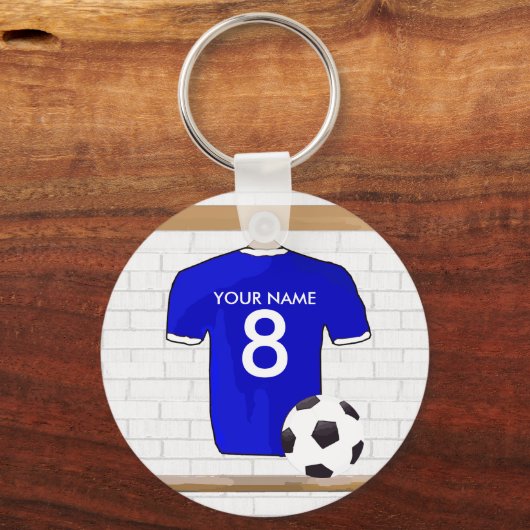 Speciaal Blauw Wit Football Soccer Jersey Sleutelhanger (Achterkant)
