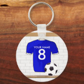 Speciaal Blauw Wit Football Soccer Jersey Sleutelhanger (Voorkant)