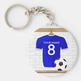 Speciaal Blauw Wit Football Soccer Jersey Sleutelhanger