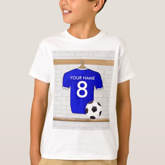 Speciaal Blauw Wit Football Soccer Jersey T-shirt (Voorkant)