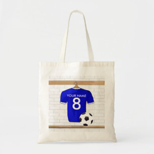 Speciaal Blauw Wit Football Soccer Jersey Tote Bag
