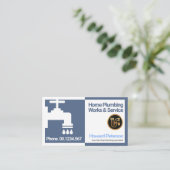 Speciaal Blauw Wit Lijst Plumber Faucet Visitekaartje (Staand voorkant)