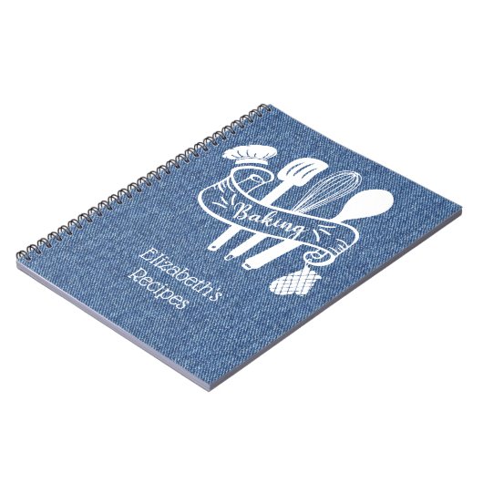 Speciaal blauw witboek Denim Baking Recipe Notitieboek (Linkerzijde)