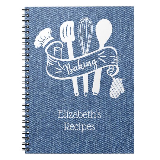 Speciaal blauw witboek Denim Baking Recipe Notitieboek (Voorkant)