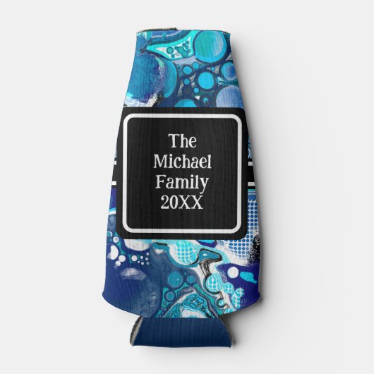 Speciaal blauw Zee belooft Abstracte kunst Flesjeskoeler (Voorkant)