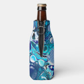 Speciaal blauw Zee belooft Abstracte kunst Flesjeskoeler (Fles Achterkant)