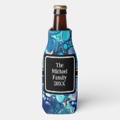 Speciaal blauw Zee belooft Abstracte kunst Flesjeskoeler (Fles Voorkant)