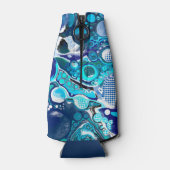 Speciaal blauw Zee belooft Abstracte kunst Flesjeskoeler (Achterkant)