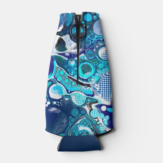 Speciaal blauw Zee belooft Abstracte kunst Flesjeskoeler (Achterkant)