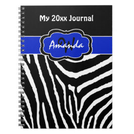 Speciaal blauw zwart-wit Zebra Stripe Journal Notitieboek