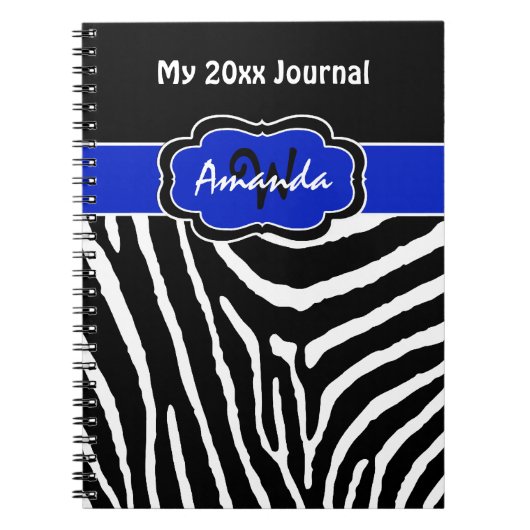 Speciaal blauw zwart-wit Zebra Stripe Journal Notitieboek (Voorkant)