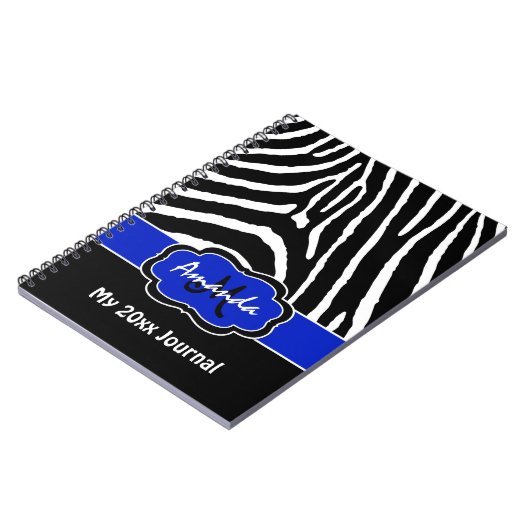 Speciaal blauw zwart-wit Zebra Stripe Journal Notitieboek (Linkerzijde)