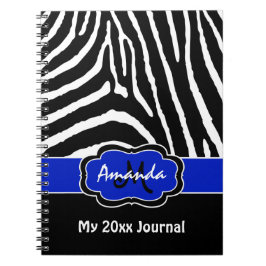 Speciaal blauw zwart-wit Zebra Stripe Journal Notitieboek
