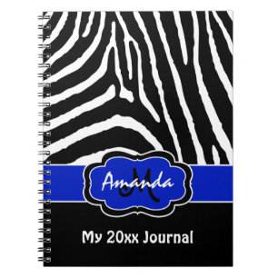 Speciaal blauw zwart-wit Zebra Stripe Journal Notitieboek