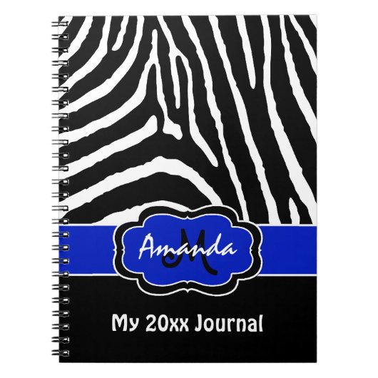 Speciaal blauw zwart-wit Zebra Stripe Journal Notitieboek (Voorkant)