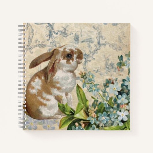 Speciaal  Blauwe Floral Bunny Notitieboek (Voorkant)