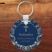 Speciaal blauwe gouden kruisbevestiging sleutelhanger (Voorkant)