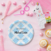 Speciaal blauwe witte en goudkruisbevestiging papieren bordje (Feest)