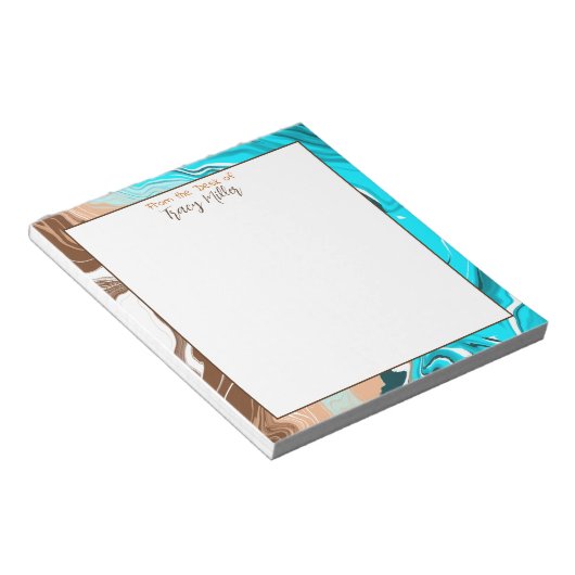 Speciaal Blauwgroen, blauw en bruin-marmer-fluid Notitieblok (Schuin)