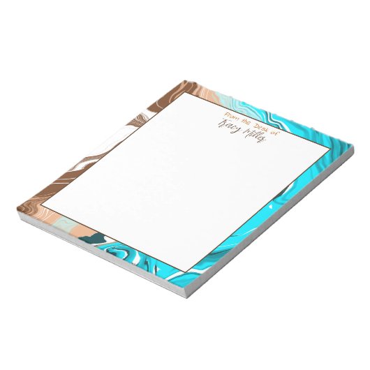 Speciaal Blauwgroen, blauw en bruin-marmer-fluid Notitieblok (Linkerzijde)