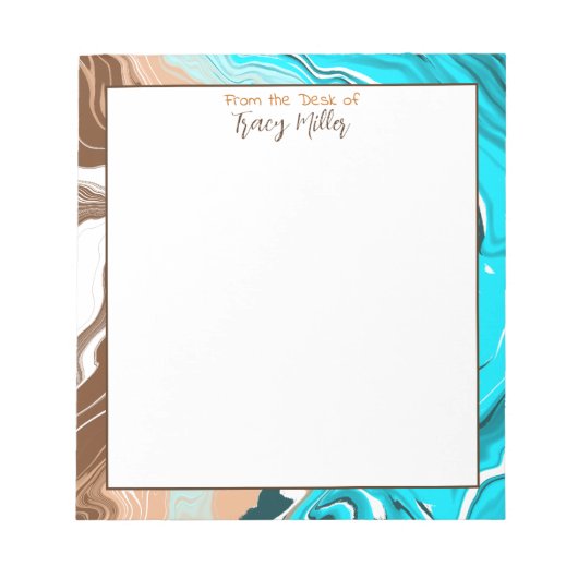 Speciaal Blauwgroen, blauw en bruin-marmer-fluid Notitieblok (Voorkant)