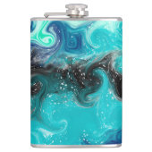 Speciaal Blauwgroen blauw en zwart-vochtig tekenma Heupfles (Voorkant)