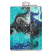 Speciaal Blauwgroen blauw en zwart-vochtig tekenma Heupfles (Achterkant)