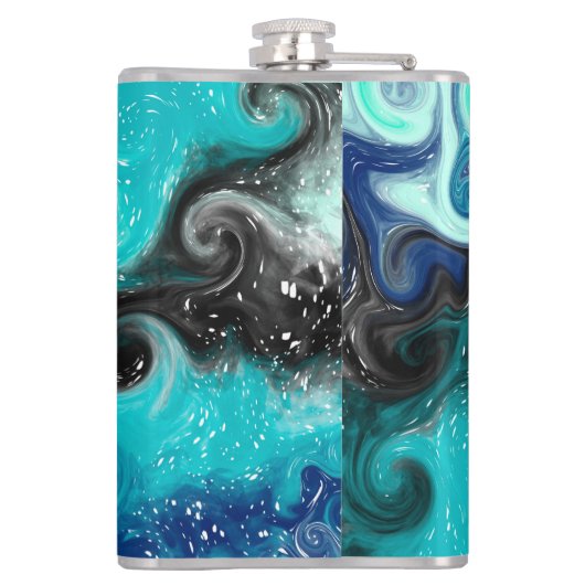 Speciaal Blauwgroen blauw en zwart-vochtig tekenma Heupfles (Achterkant)