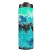 Speciaal Blauwgroen blauw en zwart-vochtig tekenma Thermosbeker (Voorkant)