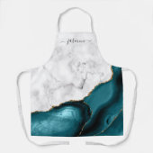 Speciaal Blauwgroen blauw goudblauw witte marmer Schort (Voorkant)