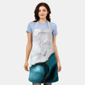 Speciaal Blauwgroen blauw goudblauw witte marmer Schort (Gedragen)