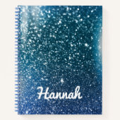 Speciaal Blauwgroen en blauw Ombre Glitter Notitieboek (Voorkant)
