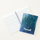 Speciaal Blauwgroen en blauw Ombre Glitter Notitieboek (Binnen)
