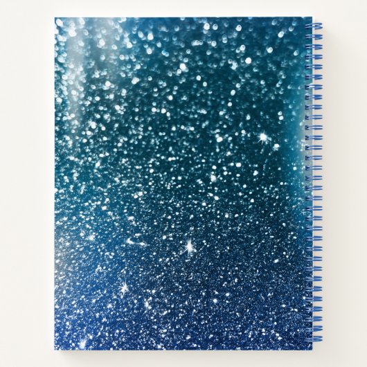 Speciaal Blauwgroen en blauw Ombre Glitter Notitieboek (Achterkant)