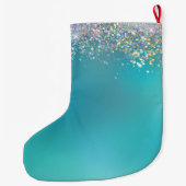 Speciaal Blauwgroen Ombre Holographic Glitter Grote Kerstsok (Achterkant)