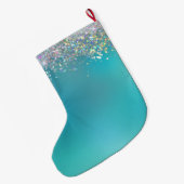 Speciaal Blauwgroen Ombre Holographic Glitter Grote Kerstsok (Achterkant (Hangend))