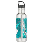 Speciaal Blauwgroen, Turquoise Marble Fluid Art Waterfles (Achterkant)