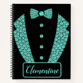 Speciaal Blauwgroen zwart Glitter Tuxedo Sketchboo Notitieboek (Voorkant)