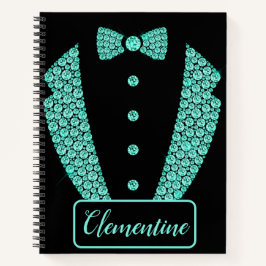 Speciaal Blauwgroen zwart Glitter Tuxedo Sketchboo Notitieboek