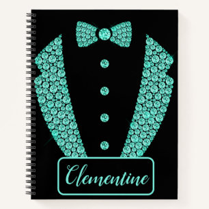 Speciaal Blauwgroen zwart Glitter Tuxedo Sketchboo Notitieboek
