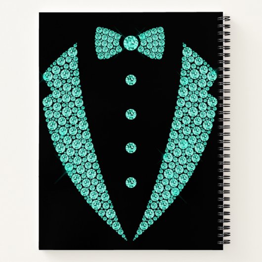 Speciaal Blauwgroen zwart Glitter Tuxedo Sketchboo Notitieboek (Achterkant)