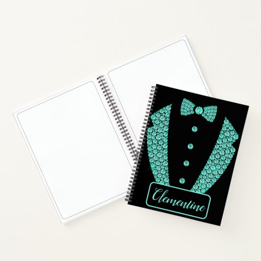 Speciaal Blauwgroen zwart Glitter Tuxedo Sketchboo Notitieboek (Binnen)