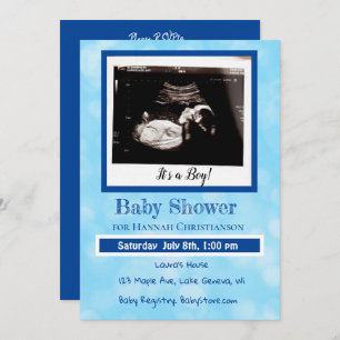 Speciaal Blue Baby Boy Ultrasound Baby shower Kaart
